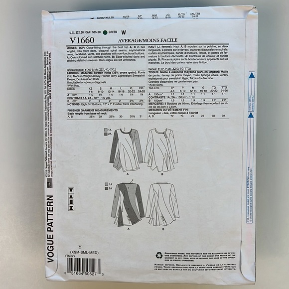 VOGUE PATTERNS V1660 New Sewing Pattern Size Y XS S M 4-14 Marcy Tilton / Vogue - Picture 5 of 10